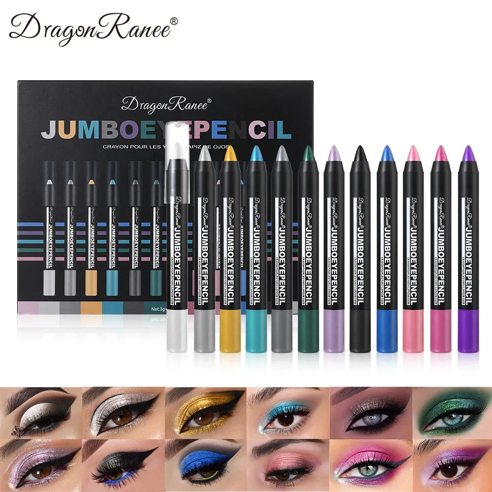 Ensemble de crayons fard à paupières, surligneur, imperméable, à paillettes, couché, ver à soie, maquillage, pigments, cosmétiques, stylo Eyeliner blanc, 12 pièces