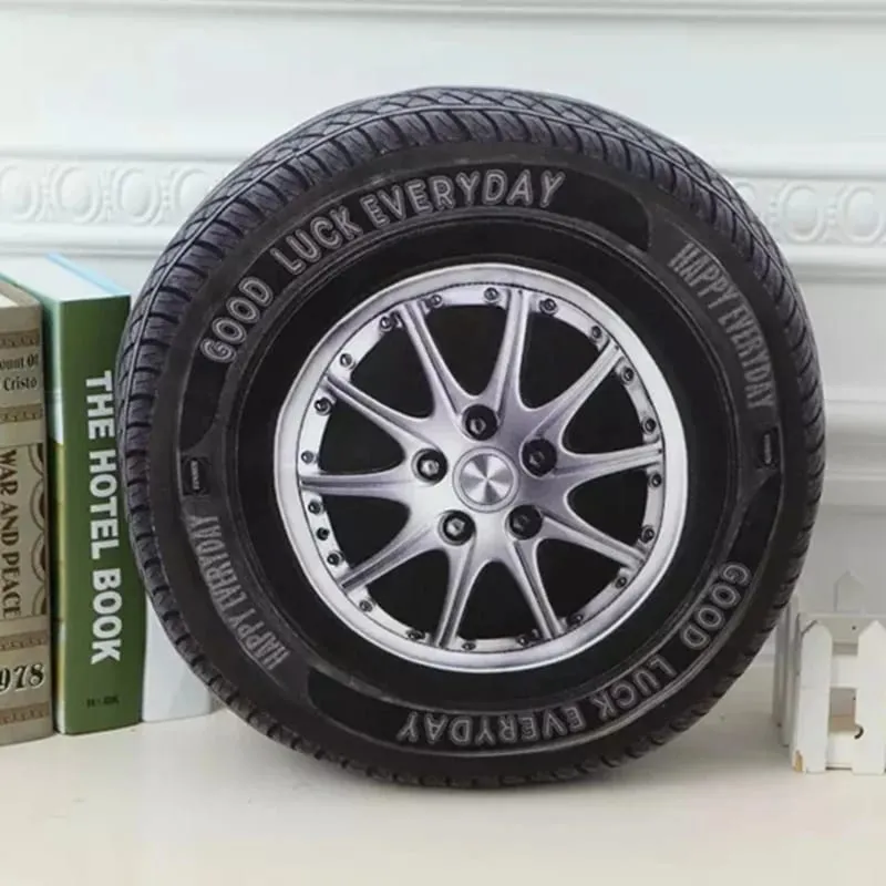 3D imitacja opony samochodowej pluszowa poduszka realistyczny nadruk poduszka na koło kreatywna zabawna Sofa rzuć poduszka Auto entuzjasta wystrój prezent