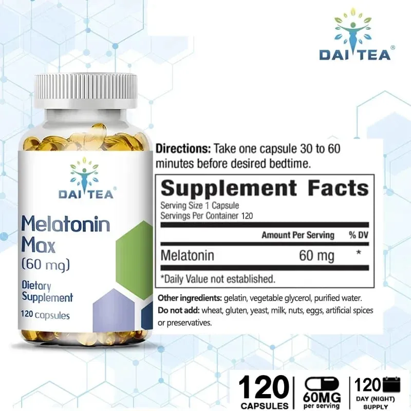 Melatonina MAX (60 Mg) Szybko rozpuszczalne kapsułki - Szybsze zasypianie Promuj głęboki sen i odpoczynek Łatwe do spożycia Zdrowie immunologiczne — image 6