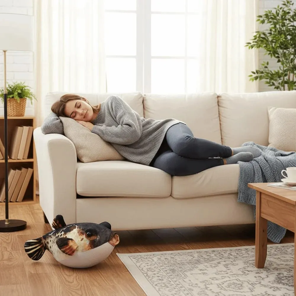 Pluszaki imitacja rozdymka-ryba pluszowa zabawka Sofa dekoracyjna śpiąca lalka rozdymka-ryba pluszowy wisiorek poduszka pod plecy 20cm — image 7