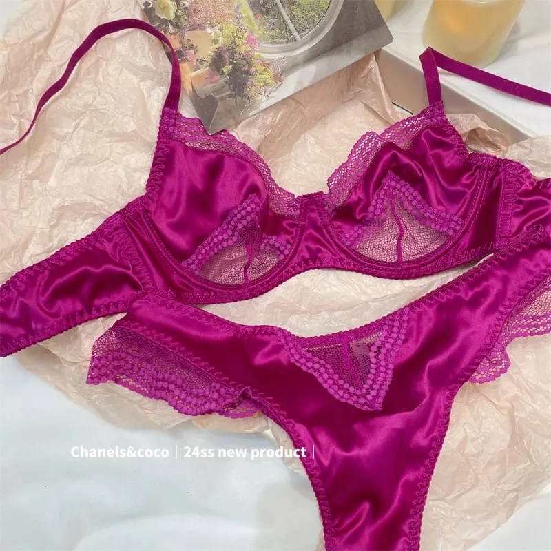 ชุดบราลายคัตเอาท์น่ารัก | เอคัพวิดพื้นเมจิก | ขอบลูกไม้ซากุระ | Bralette สลิมมิ่งญี่ปุ่นพร้อมแผ่นรองเพศ AB Cup Bras — image 9