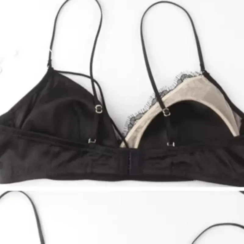 Set reggiseno di pizzo francese super sexy senza ferretto Minimizer triangolo coppa per petto piccolo donna Hot Lingerie 2026 nuovo push up MOYISU — image 2