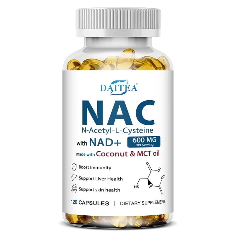 مكمل N-Acetyl Cysteine NAC مع NAD+ دعم مضاد للأكسدة يدعم صحة الكبد وصحة البشرة وخالي من الغلوتين 120 كبسولة — image 9