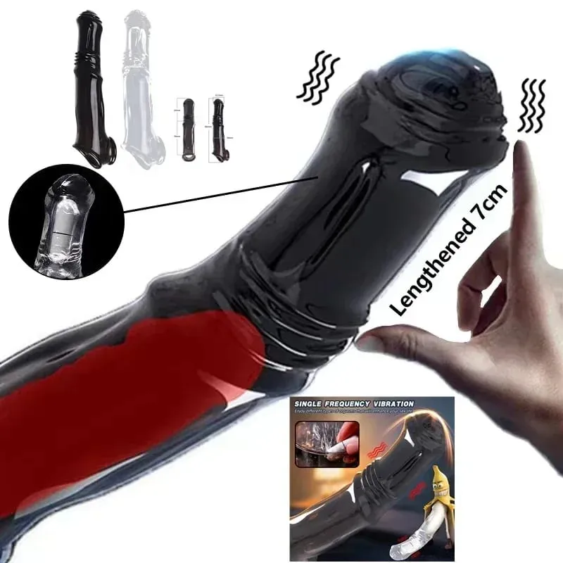 Vibrator Penis Enlargement Sleeve Penis Extender 7cm Dick Reusable Condom Delay Ejaculation Sex Toys For Men Sex Products — image 2
