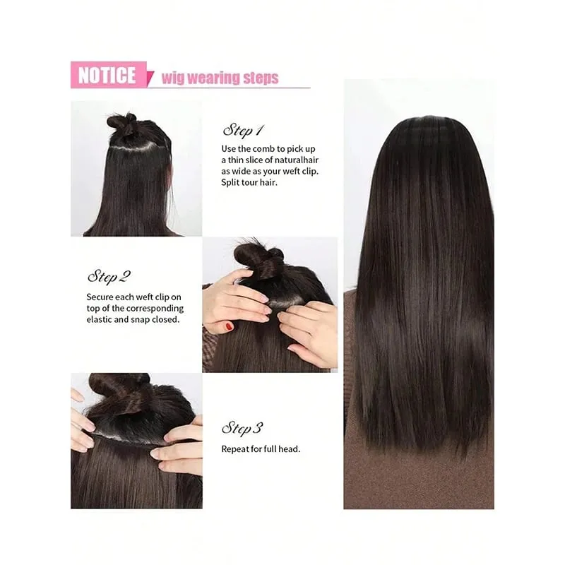 Long Straight 5 Clips Hair Extension 32 Inch Clip In Extensions Hairpieces For Women Synthetic Natural Straight Clip Hair Piece — image 6