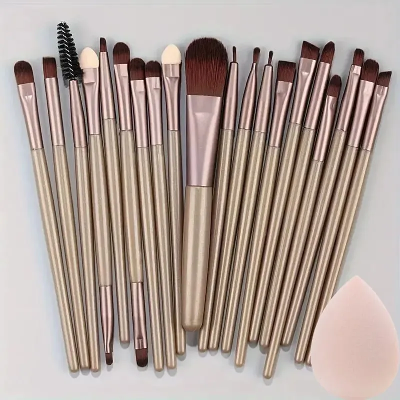 Sada 20ks štětců na make-up pro kosmetiku Foundation Blush Powder Eyeshadow Kabuki Blending Brush with Powder Puff Beauty Tools — image 15
