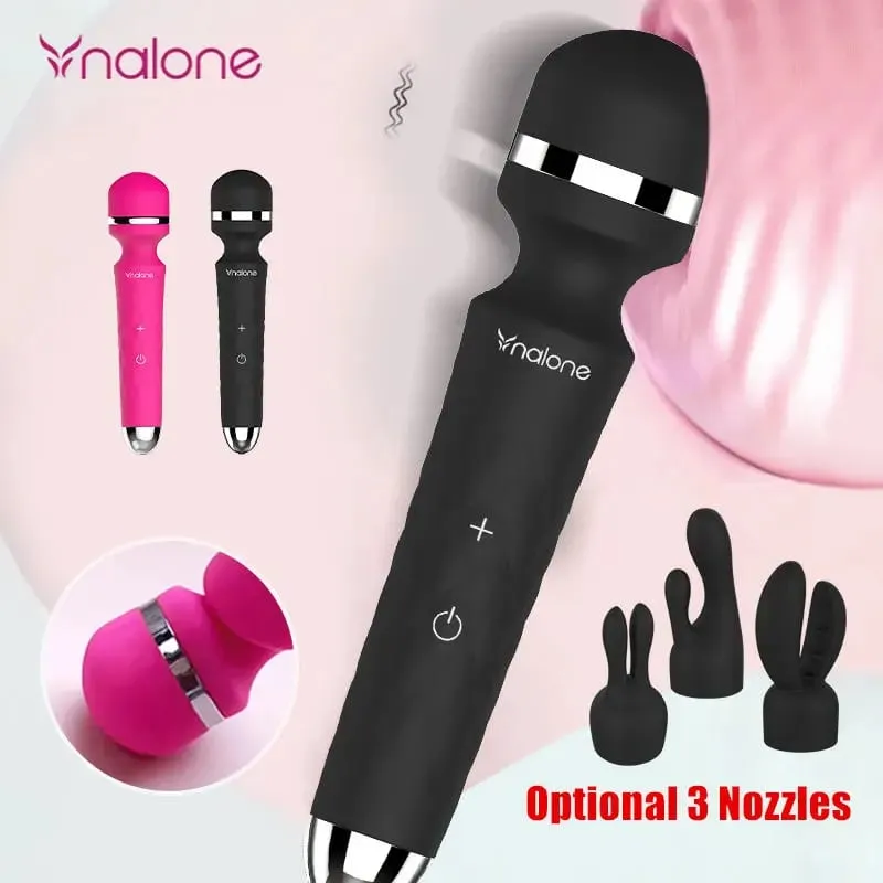 Nalone Krachtige Vibrator Optioneel 3 Nozzles USB Opladen Toverstaf AV Vibrator Stimulator Trillingen Dildo Volwassen 18+ Vrouwen Seksspeeltje