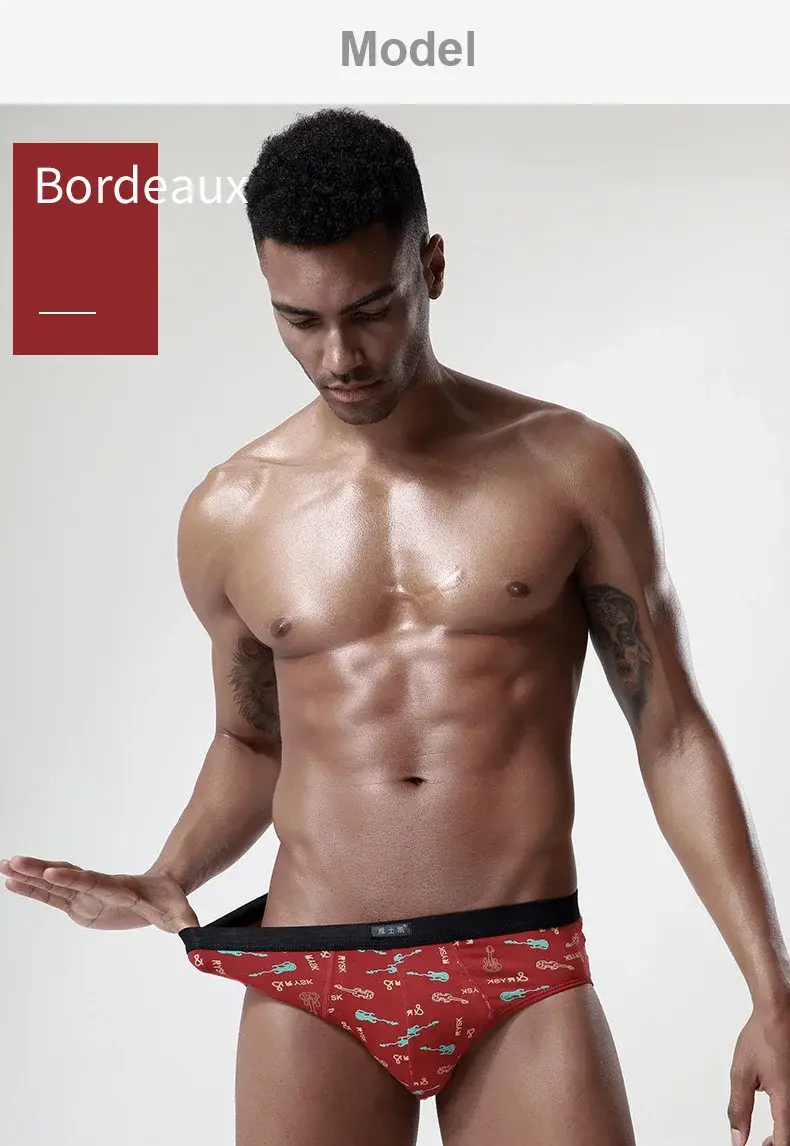 Intimo da uomo in cotone Slip taglie forti Mutande sexy Slip traspiranti Bikini Pantaloncini con stampa gay Cueca Mutandine maschili — image 9