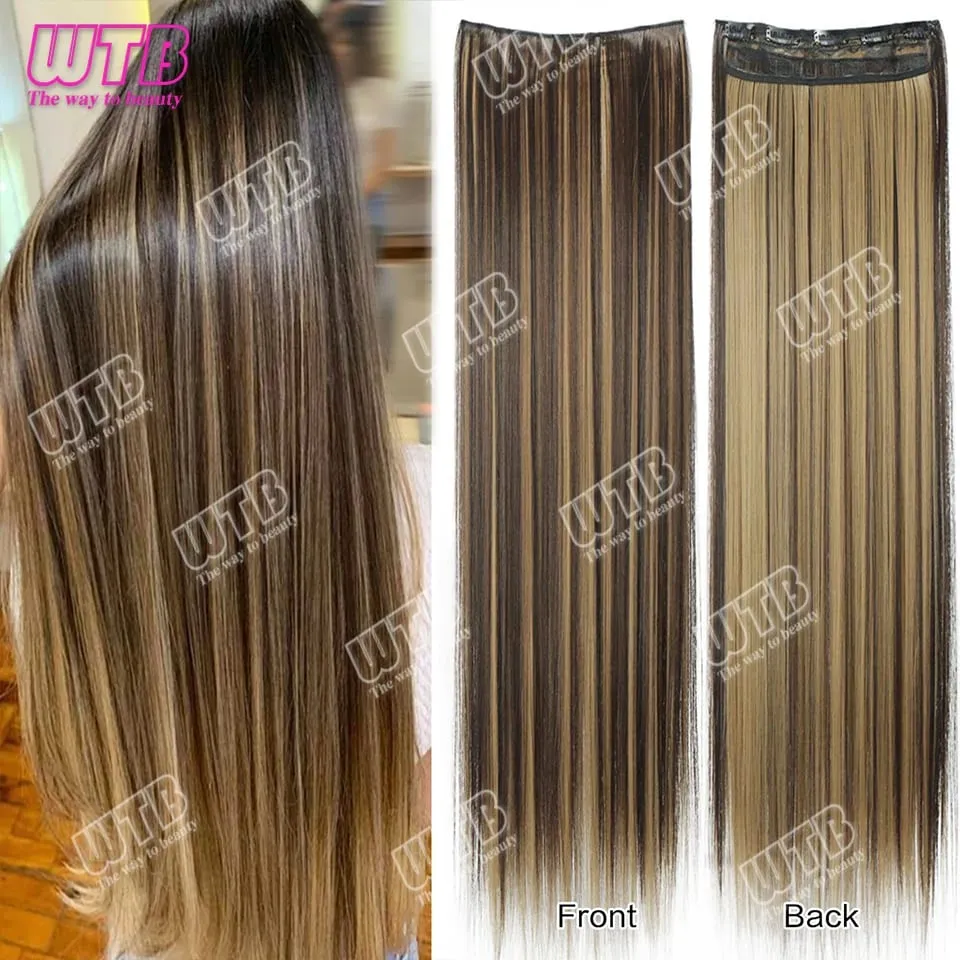 Extra lange rechte synthetische 5 clip hair extensions paardenstaart extensie voor dames meisjes 20 ~ 40 inch clip in extensions haarpie