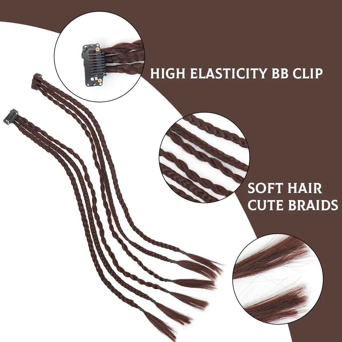 Extensions de cheveux tressés à clips, postiches synthétiques longues et douces à un Clip pour femmes — image 3