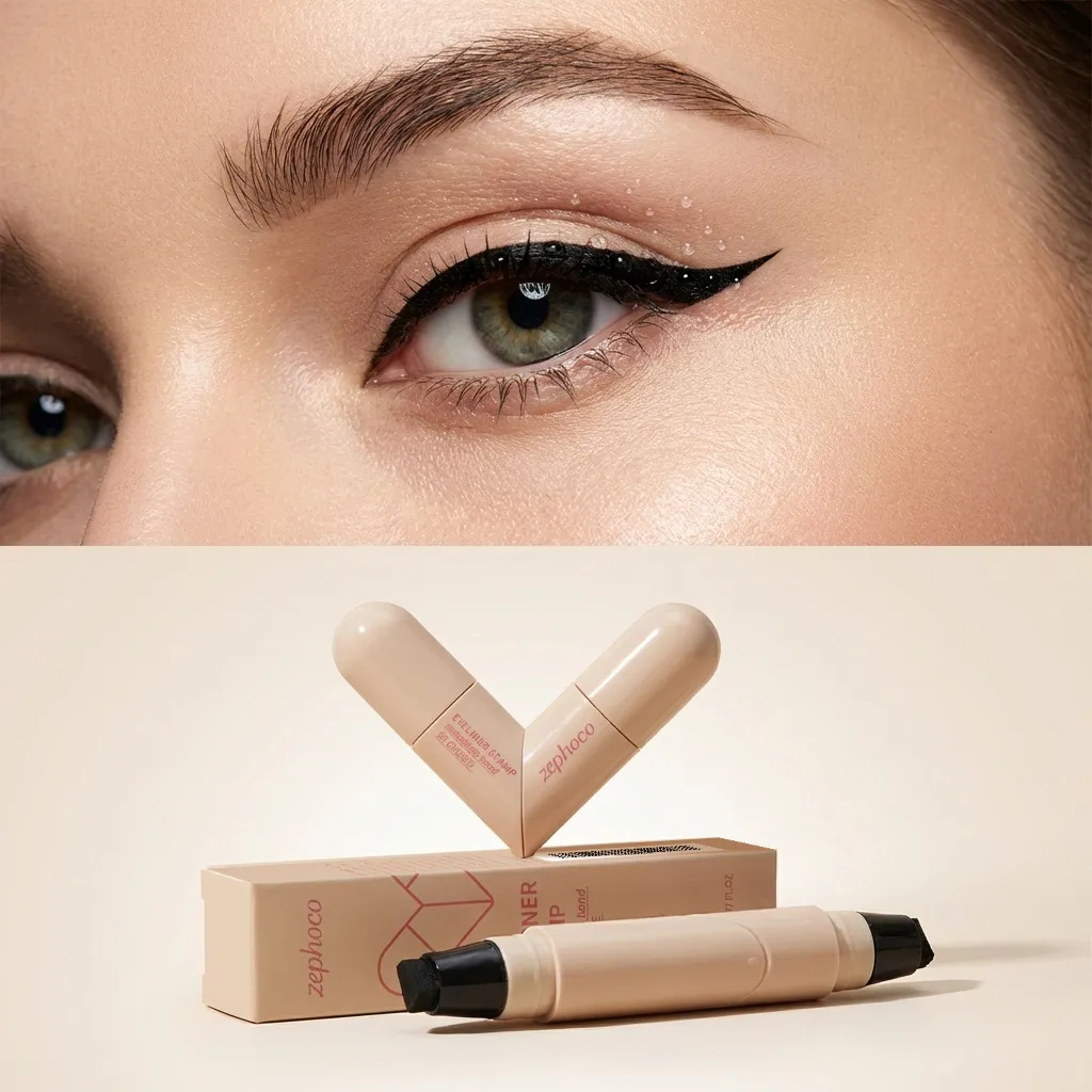 Série de canetas de delineador líquido de ponta dupla - aplicação suave para linhas perfeitas Maquiagem de olhos versátil e altamente pigmentada — image 1
