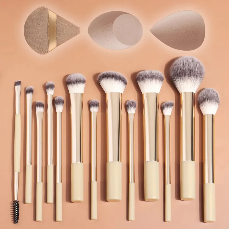 13 ks štětců na make-up s měkkými štětinami s velkým kulatým štětcem na pudr Zvýrazňovač detailů štětce na oční stíny štětec na rty + 1 nádech 2