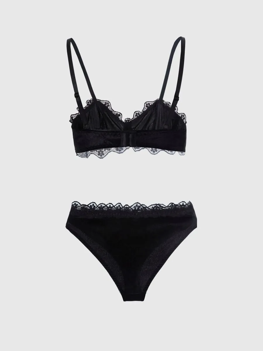 Vintage inspirovaný nastavitelný popruh Černý krajkový set spodního prádla Gotické intimní oblečení pro odvážnou ženskost — image 2