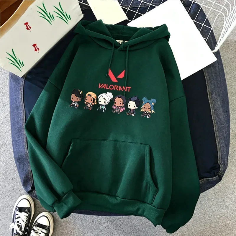 Valorant Anime 2D Print męska bawełniana bluza z kapturem Casual sweter oversize popularna odzież uliczna modna bluza Trend odzież męska — image 9
