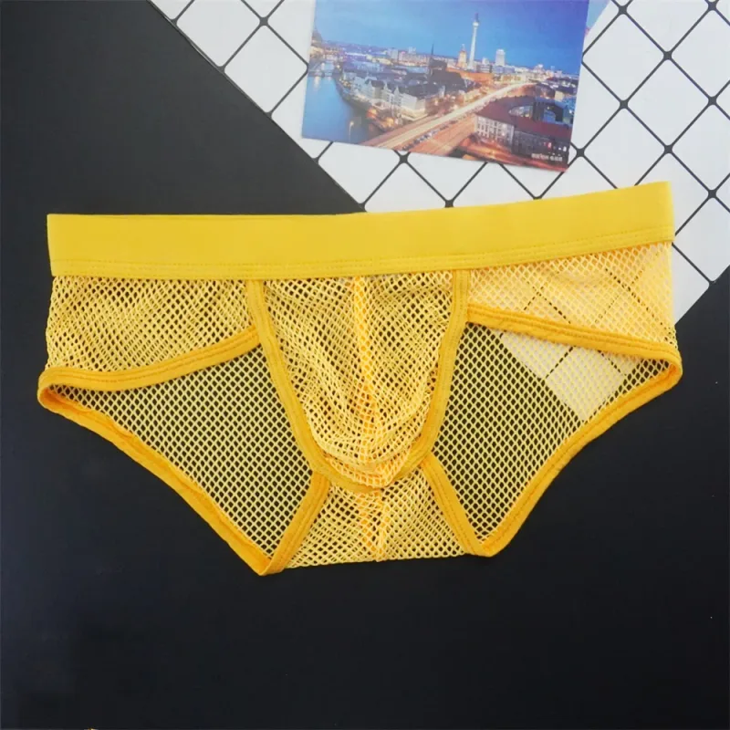 Plus Größe Mesh Unterwäsche Männer Transparent Große Fishnet U Pouch Briefs Männlichen Niedrigen Taille Einfarbig Sexy Perspektive Männliche höschen — image 13
