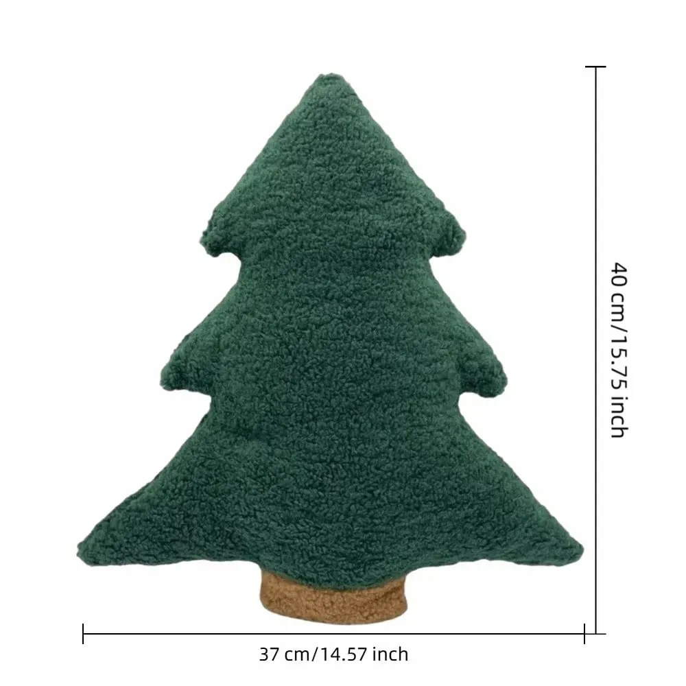 Niedliches 40 cm großes Weihnachtsbaumkissen, weich gefülltes Plüschkissen, festliches Dekokissen, Heimdekoration