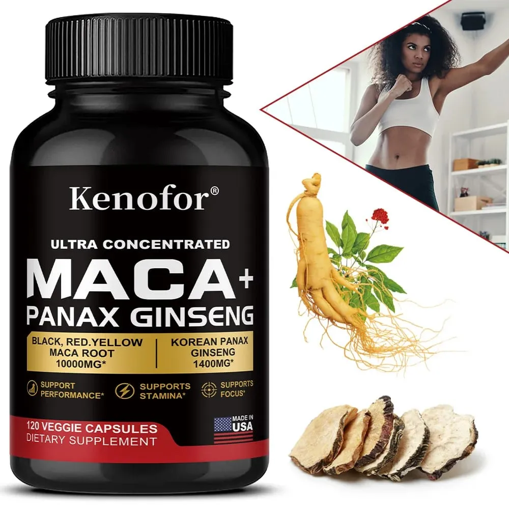 Ekologiska peruanska Maca rotkapslar - svart+röd+gul blandning för energi och prestanda Veganskt tillägg utan GMO för män och kvinnor — image 1