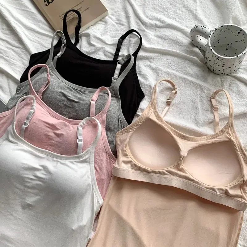 2020 Cho Nữ Xe Tăng Áo Dây Đeo Có Thể Điều Chỉnh Tích Hợp Cốc Đệm Không Dây Yếm Camis Áo Vest Nữ Nhà Cơ Bản Bể — image 5