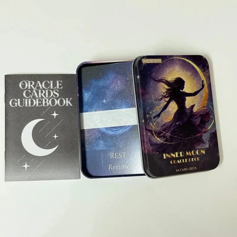 Inner Moon Oracle Deck in Metal Box 44 카드 데크 운세 보드 게임 지침 가이드북이 포함된 오라클 카드 — image 2