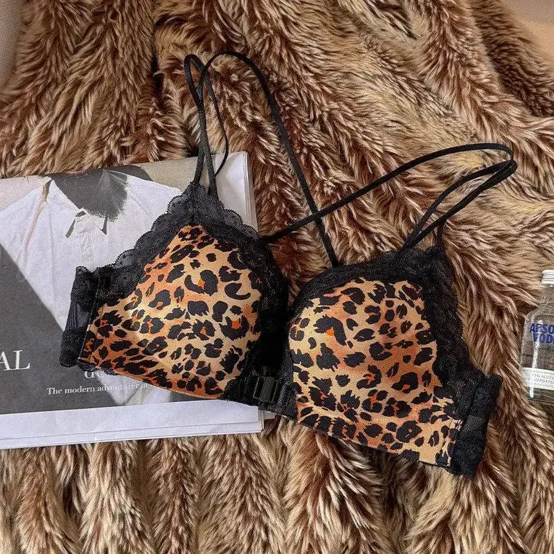 Ensemble de Lingerie imprimé léopard pour femmes, meilleure vente, fermeture frontale, soutien-gorge Push Up Sexy, soutien relevable, doux, ensemble intime quotidien — image 14
