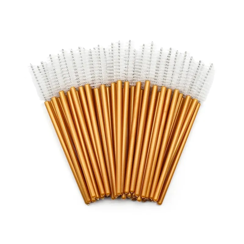 50Pcs Einweg Wimpern Make-Up Pinsel Mascara Zauberstäbe Gold Mini Wimpern Pinsel Kurze Augenbrauen Kamm Wimpern Verlängerung Werkzeug — image 8