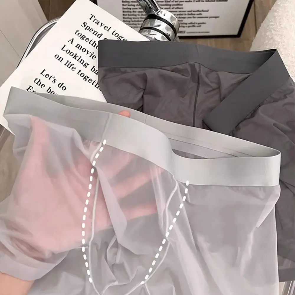 Mutandine da uomo elastiche sexy da uomo Asciugatura rapida Boxer ultrasottili Boxer trasparenti Intimo U Custodia rigonfiamento Sexy Und — image 4