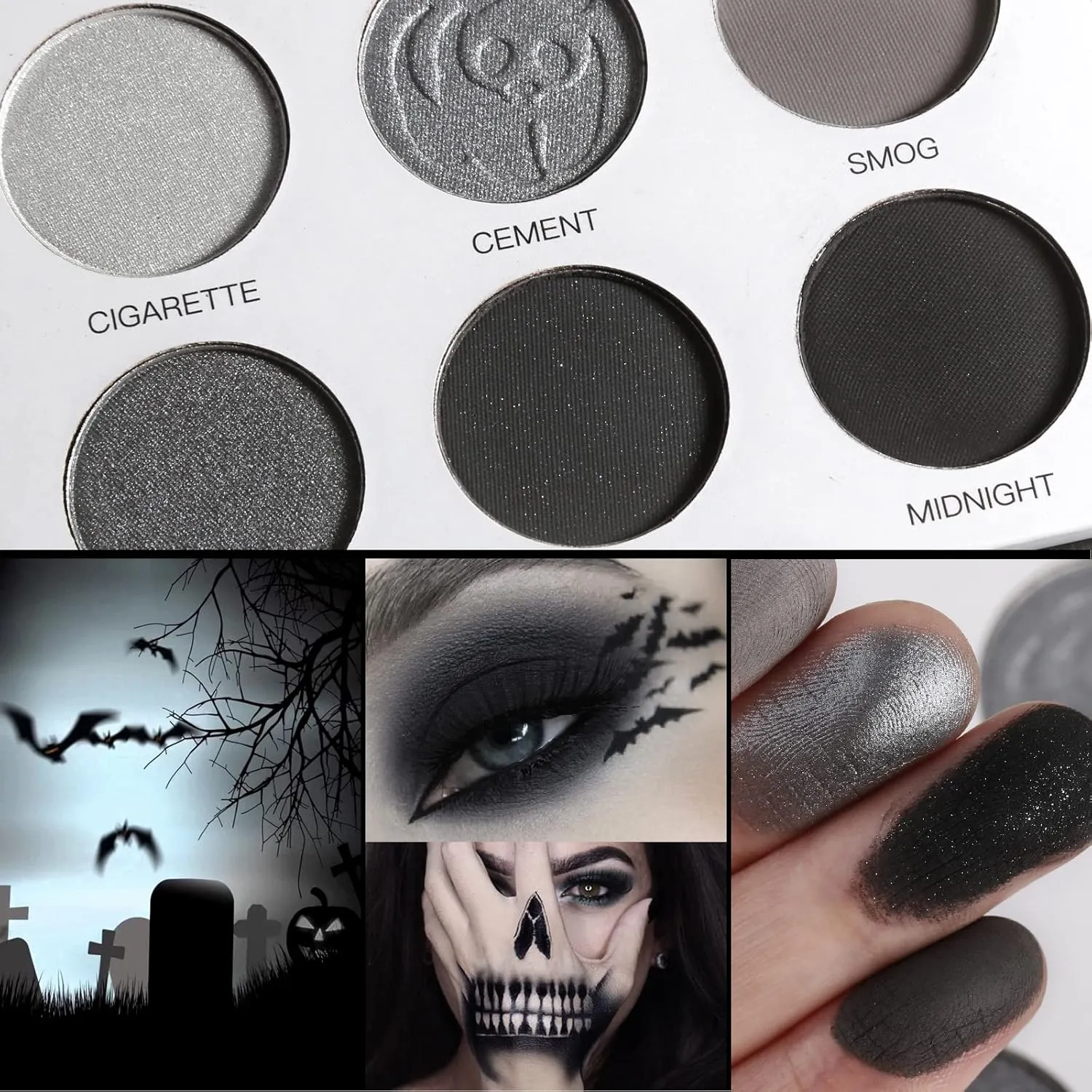 Palet Pembayang Mata 9 Warna Kelabu Hitam Matte Berkilauan Pembayang Mata Mutiara Goth Punk Smoky Denyar Halus Solekan Mata Berkekalan — image 4