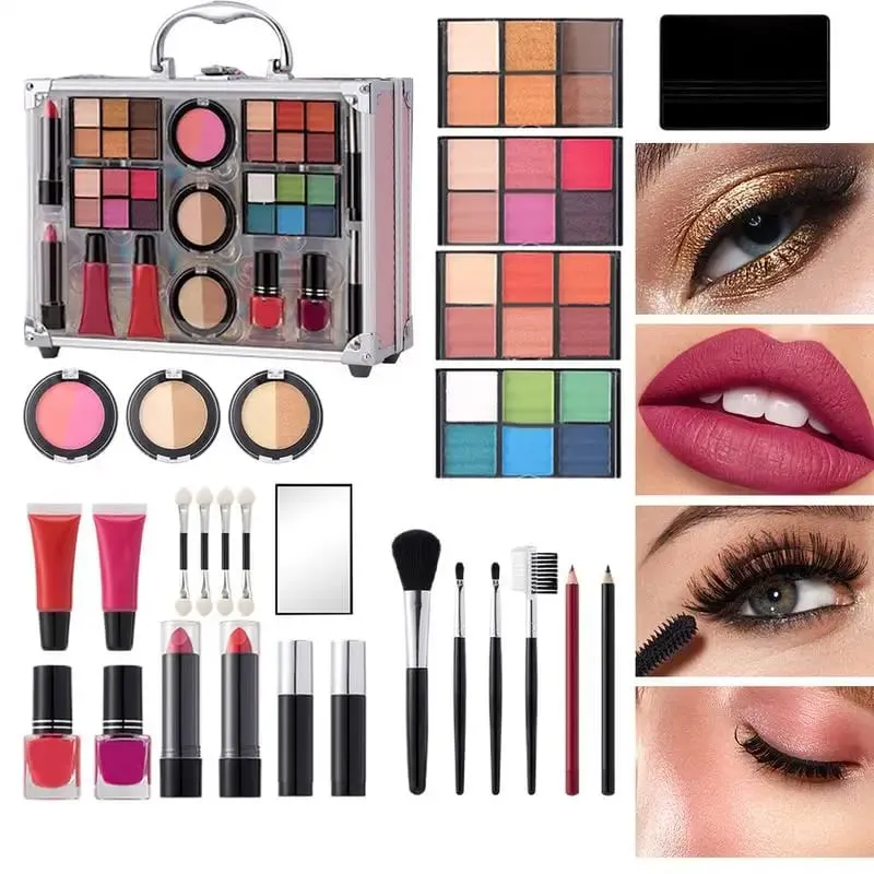 Kit trucco tutto in uno Kit completo per donna Set regalo trucco Ombretto Trucco labbra Mascara Rossetto Matita occhi Applicatore Fard in polvere — image 2