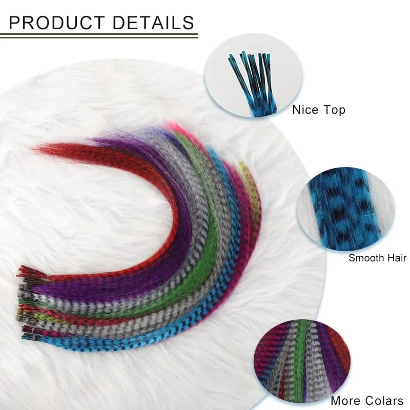 10-Piece Rainbow Synthetic Feather Extensions Multicolor 16-Inch Hair Add-ons Suitable for Women — image 4