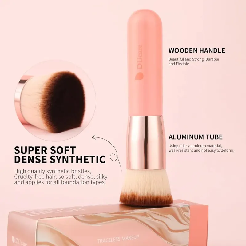 DUcare Foundation Brush Flat Top Kabuki Makeup Børster Syntetisk hår Væskeblanding Mineral Powder Buffing Stippling Cosmetics — image 2