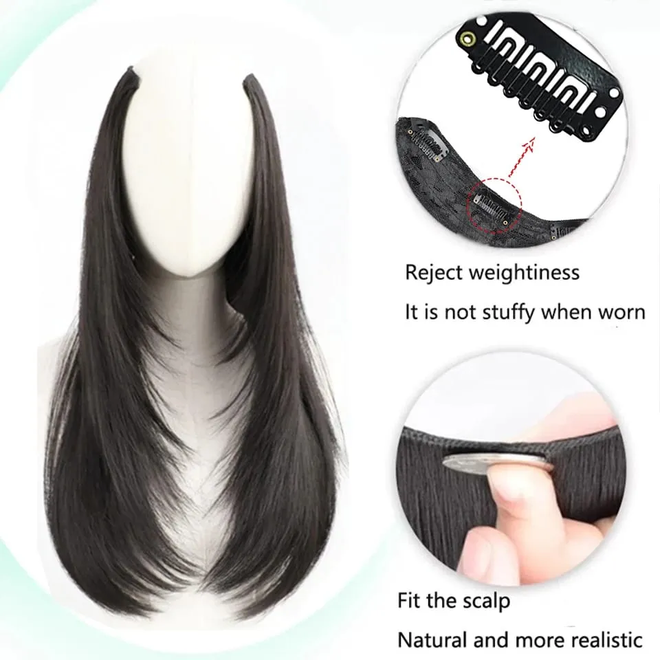 Perruque synthétique une pièce lisse, Extension superposée, postiche coréenne moelleuse pour femmes, noël, nouvel an — image 4