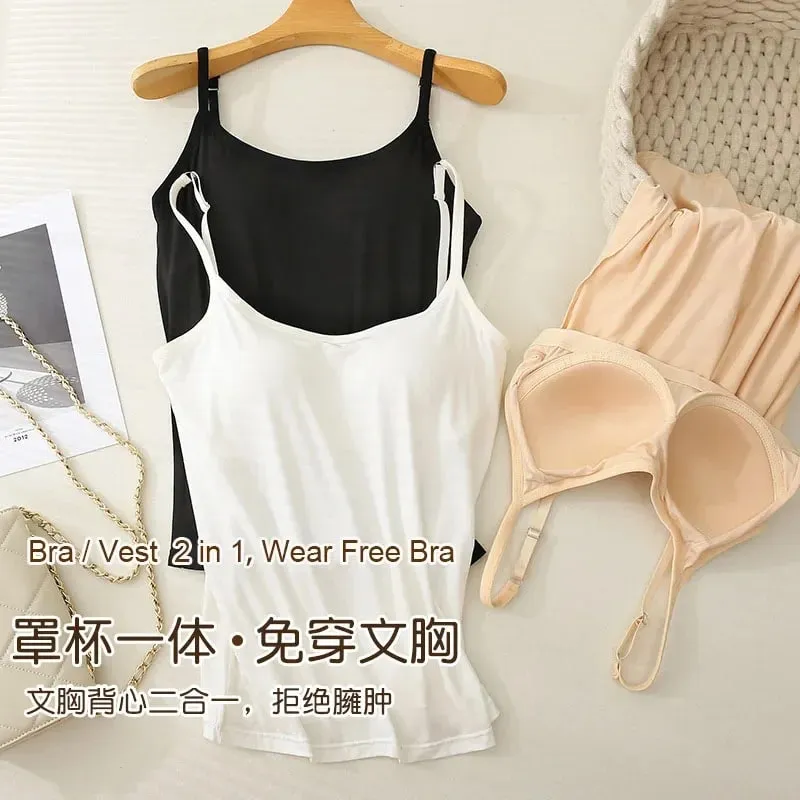 M-3XL für 35–85 kg, Modal, Übergröße, Camisole-Tanktop mit festem Körbchen, gepolsterte Damen-Brustunterwäsche, verschleißfrei