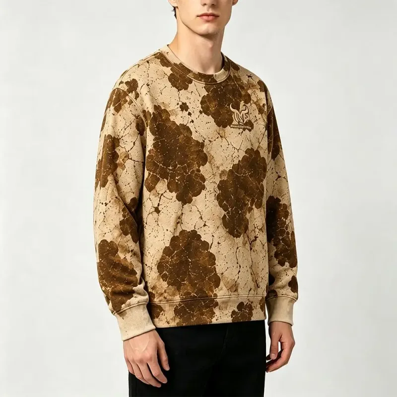 Vintage Western-inspired Fossil-print Cow Pattern Sweatshirt Men's All Over Print Crew Neck Pullover Unisex Casual Streetwear — image 10