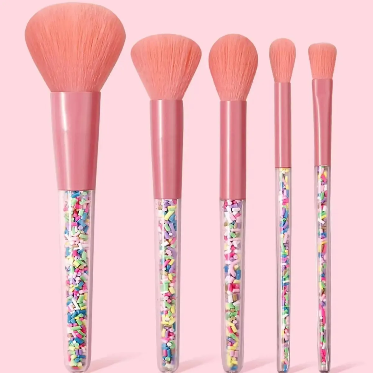 Sada 5 ks růžových štětců na make-up Sada měkkých kosmetických štětců pro líčení obličeje a očí pro začátečníky Denní kosmetické nástroje pro líčení — image 1