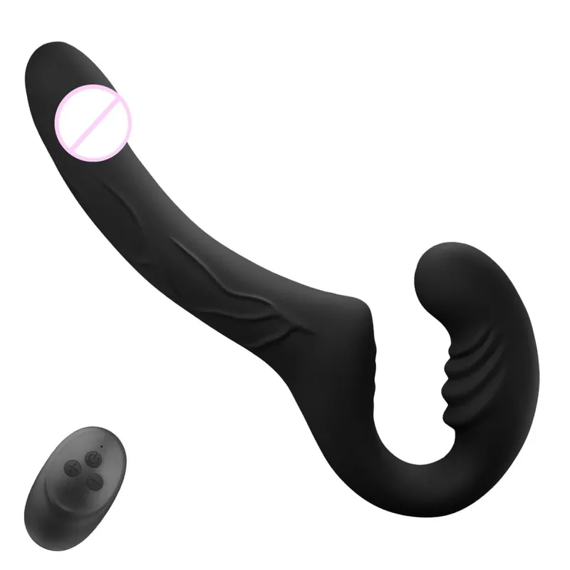 Strap-on da 6 e 4 pollici su un vibratore a doppia faccia con 10 forti vibrazioni del punto G del clitoride anale e giocattoli sessuali lesbici