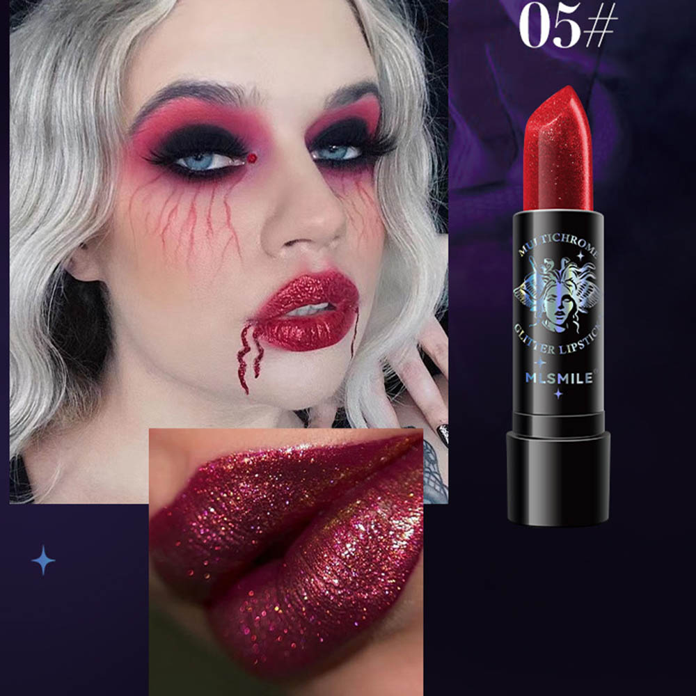 Rossetto glitterato 6 colori Impermeabile a lunga durata Diamante Rossetto metallizzato perlescente Lucidalabbra nero Labbra da donna Trucco cosmetico — image 2