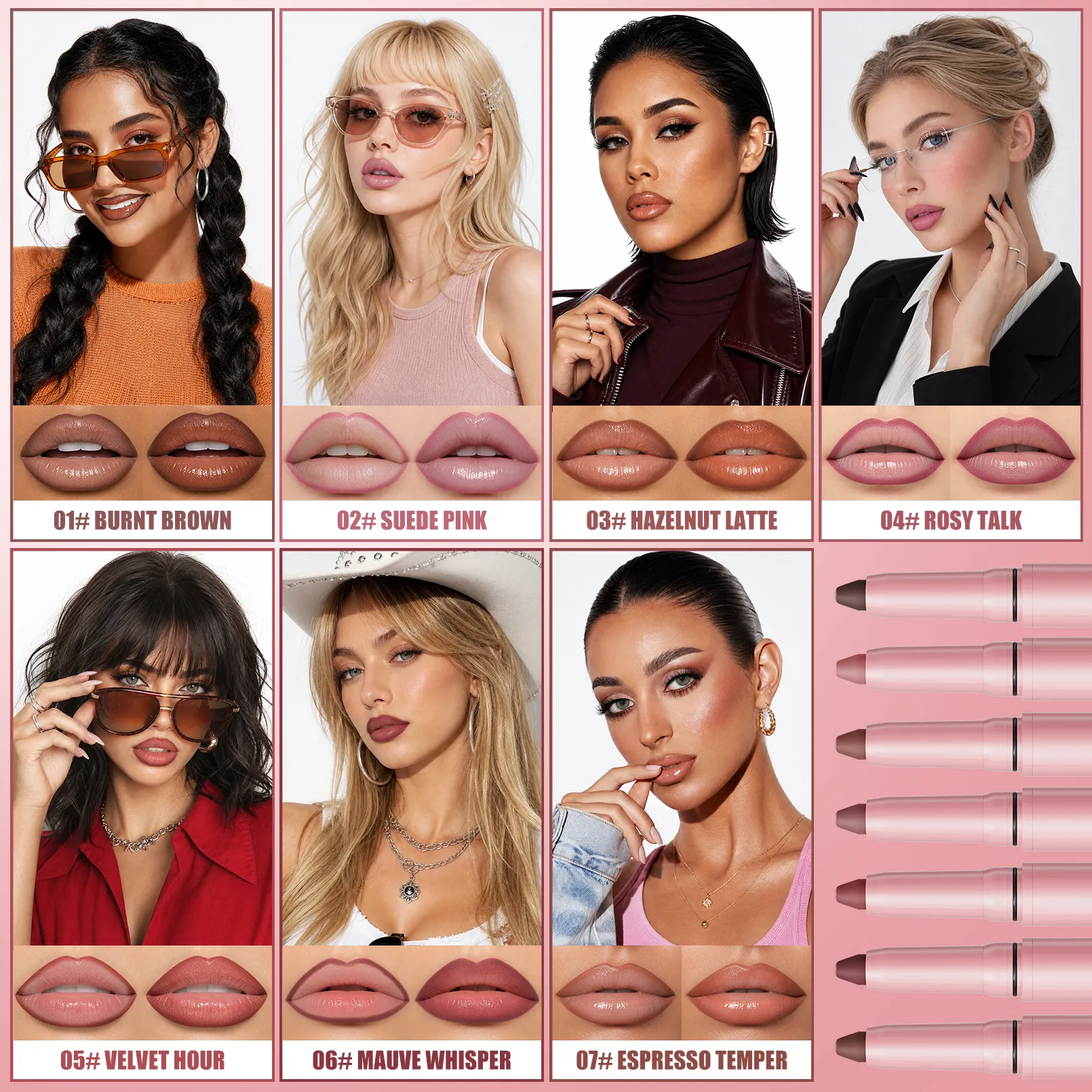Waterproof Matte Lip Liner Pencil for Women Easy Glide Long-Lasting Natural Lip Outline Cosmetic Makeup — image 2