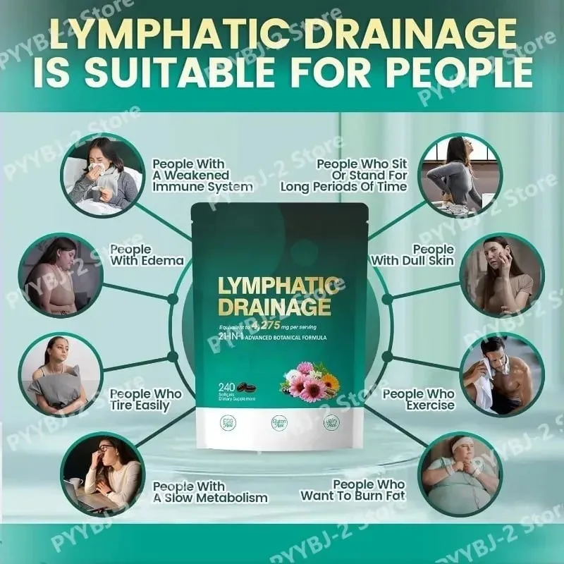 Sistem Kapsul Drainase Limfatik 21 in 1 4275mg Mendukung 240 Gel Lunak dengan Campuran Herbal dan Dandelion Burdock & Kunyit — image 6