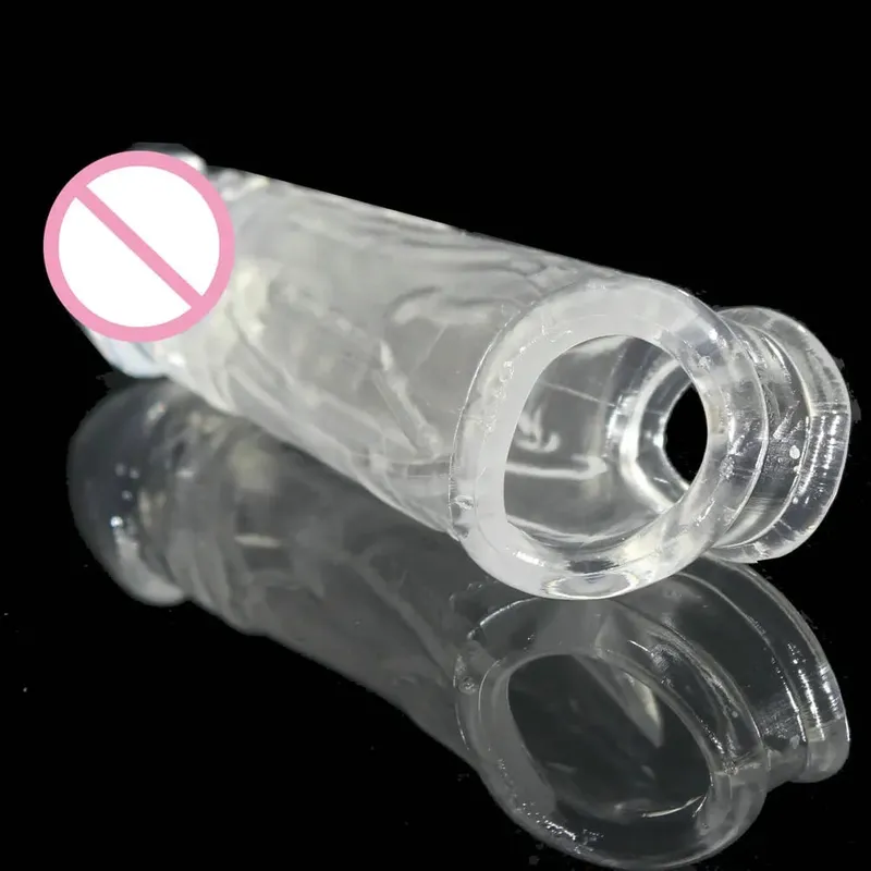 Preservativo retardante reutilizável, 2 anéis, ampliação transparente, impotência, extensão do pênis, manga peniana duradoura, produto sexual, brinquedos masculinos, vibrador — image 6