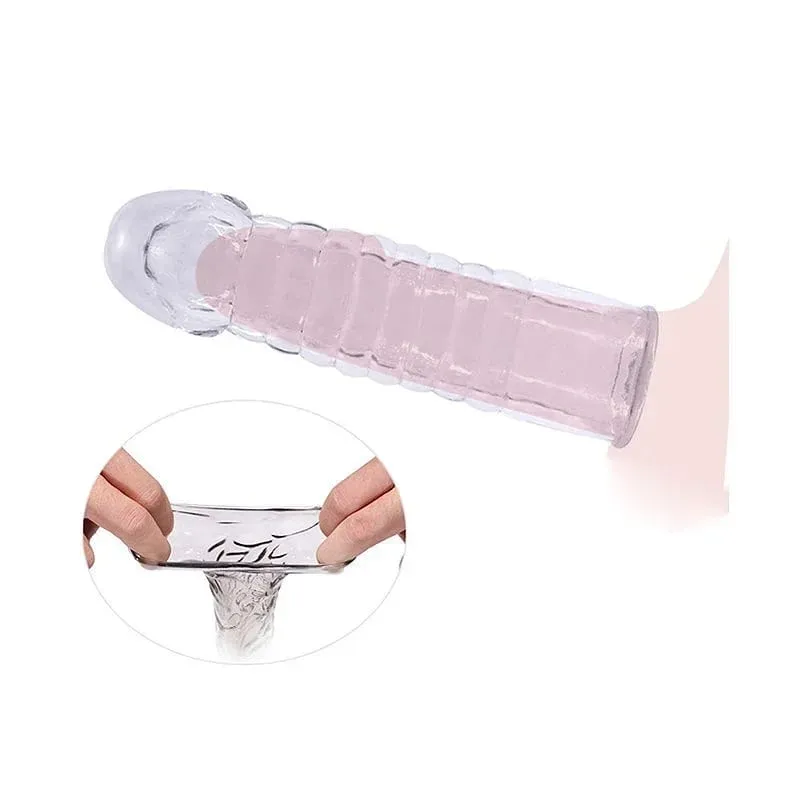 Penis Sleeve Reusable Condom Penis Extender Reusable Silicon Condoms For Men Penis Ring Cock Cover Sex Toys For Men Products — image 2