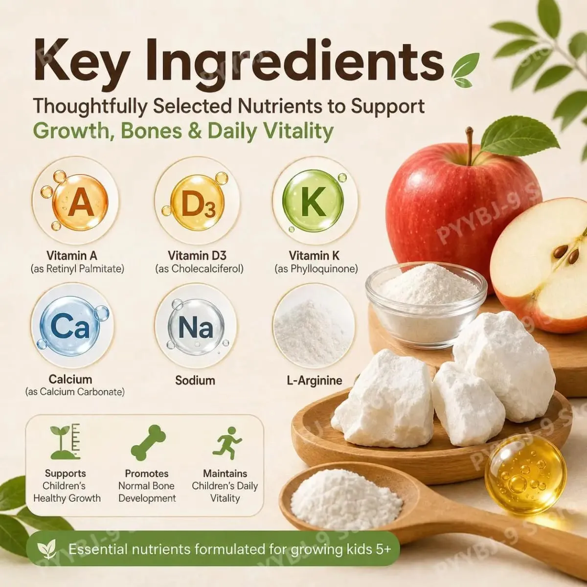 Pertumbuhan Ketinggian Kanak-kanak Menyokong Gummies dengan Nutrisi Pertumbuhan Penting dan Multivitamin Menyokong Ketinggian & Perkembangan Tulang yang Sihat — image 5