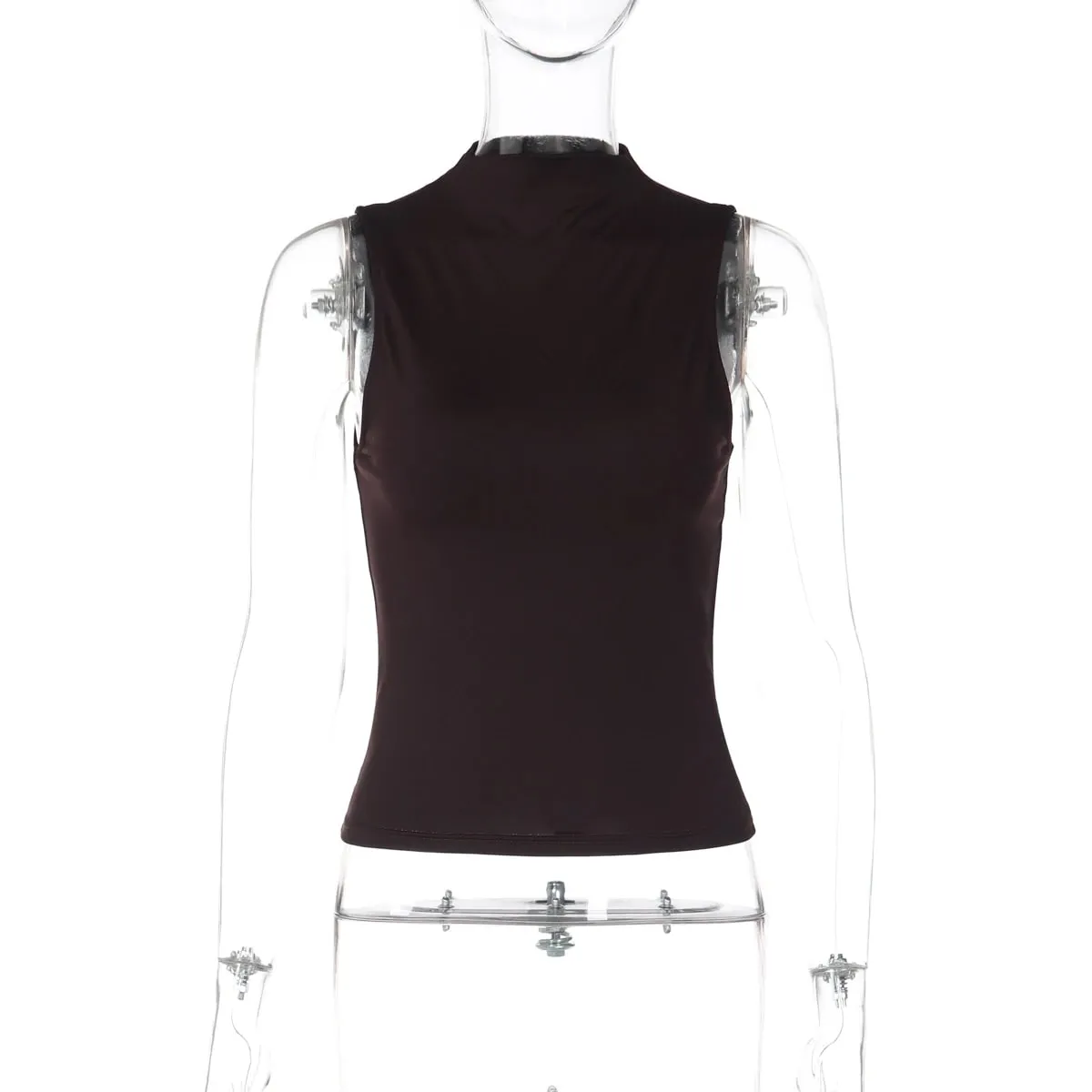 Hugcitar Damen Fashion Solid Rollkragen Solide Sexy Crop Tank Top Sommer Weibliche Casual Outfit Streetwear Party Großhandel — image 7