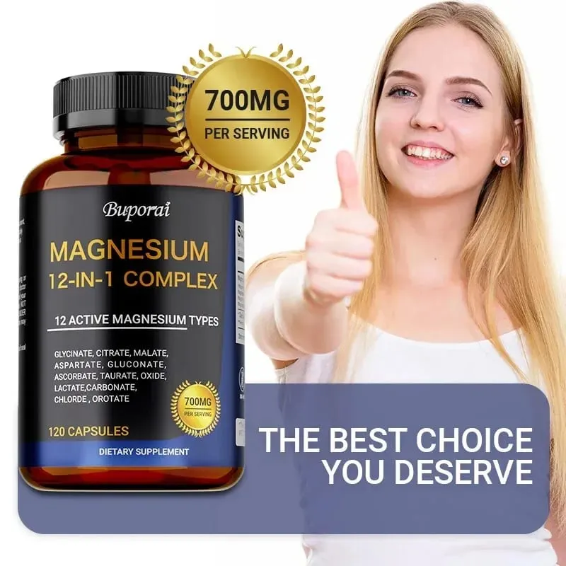 Magnesium Complex Capsules - Bone Muscle & Heart Health Supplement Sleep Support Muscle Relaxation Stress & Anxiety Relief