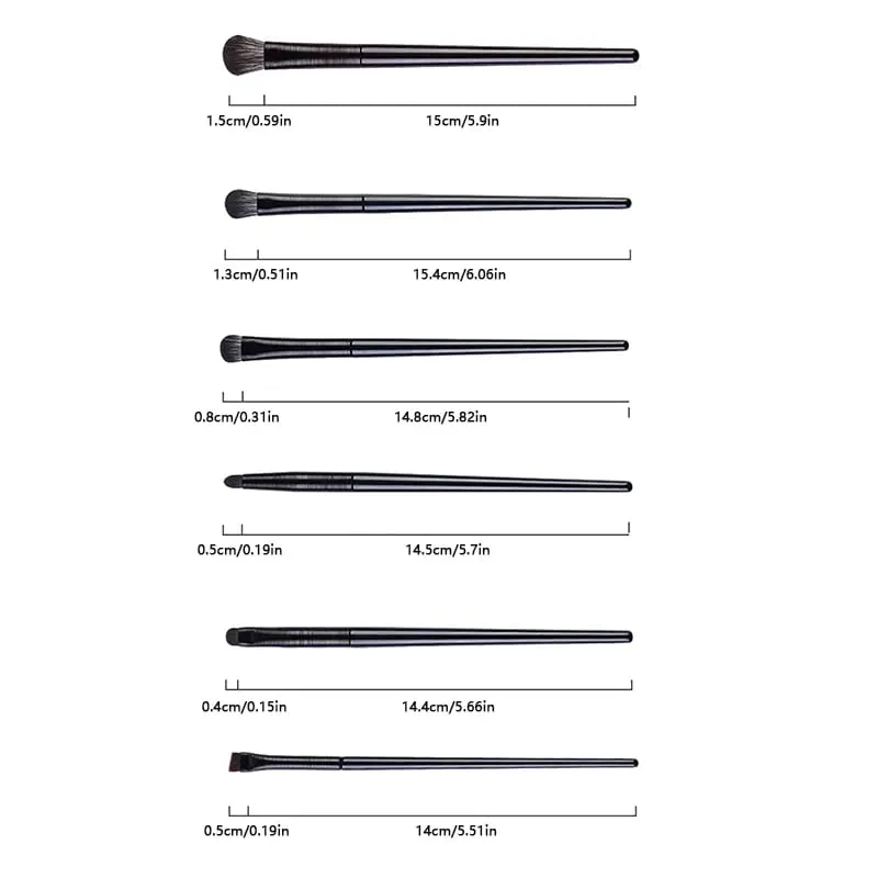 Conjunto de pincéis de maquiagem para olhos, 6 peças, profissional, contorno macio, sombra, delineador, sobrancelha, feminino, ferramenta cosmética de beleza facial. — image 6