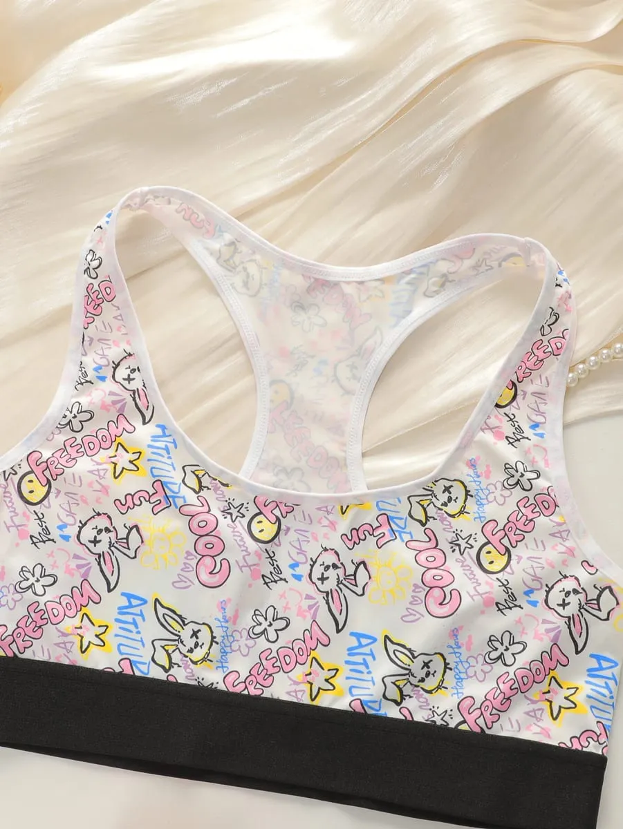 Set intimo da donna modello cartoon con anello in acciaio che raccoglie gilet da lavoro push up set reggiseno sportivo ammortizzante C2807 — image 3