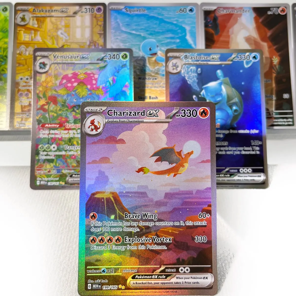 Pokémon 151 PKM Cards PTCG3-D Bulbasaur Squirt Rainbow Gengar ex Holographic Ex GX Rare Collection Battle Toys Hadiah untuk Hobi — image 2