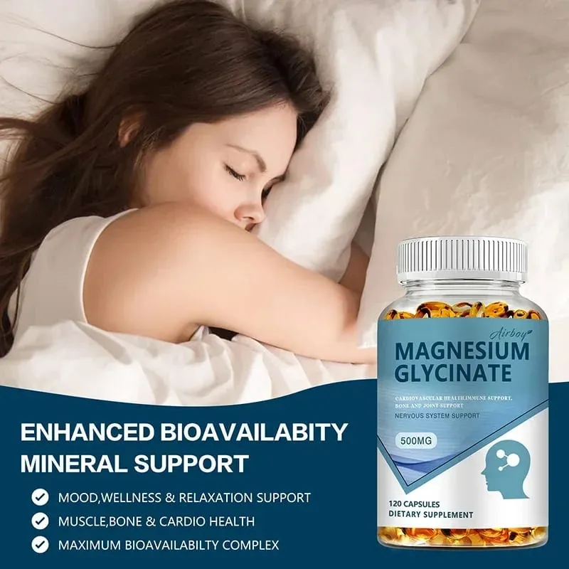 Magnesium Glycinate - Nerves System Improve Mood Nervous Muscles Recovery Heart Health Sleep Quality Support — image 6