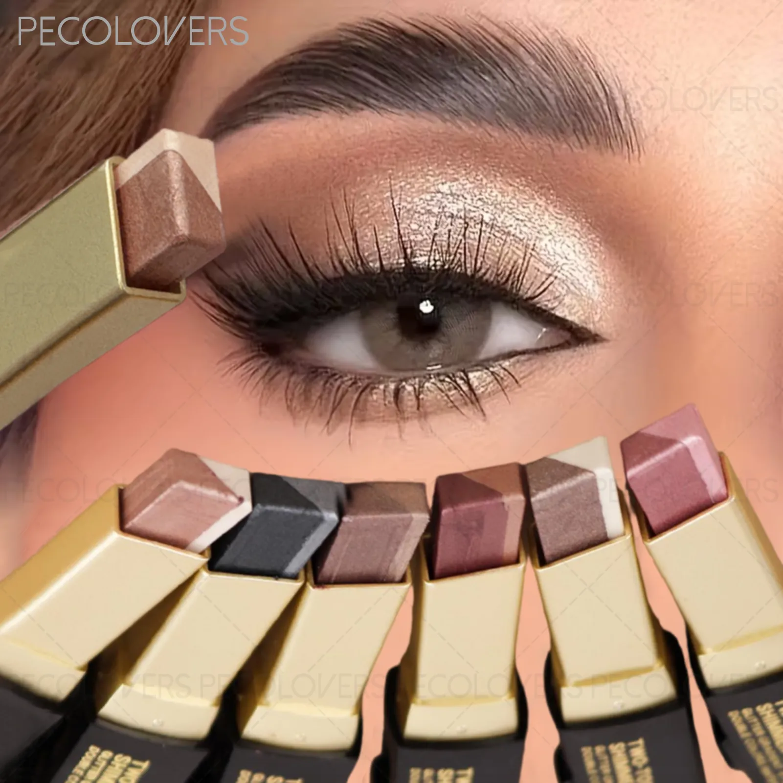 Sombra em bastão de duas cores, iluminador preguiçoso, um toque para definir cosméticos para os olhos de desenvolvimento de alta cor, 1 peça — image 1