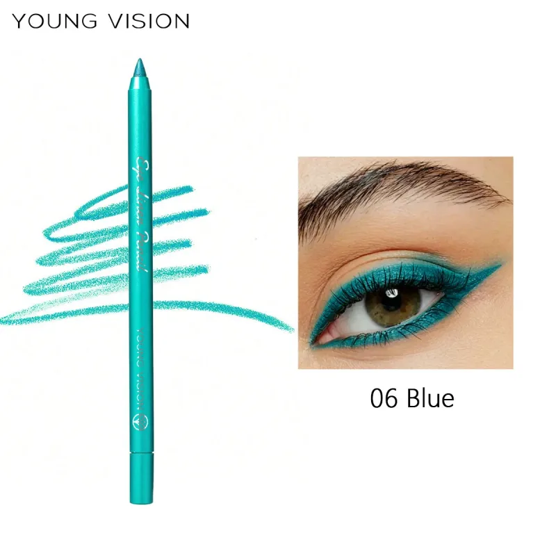 Wodoodporny perłowy niebiesko-zielony eyeliner w ołówku długotrwały metaliczny brokatowy eyeliner w żelu o wysokiej pigmentacji punkowy makijaż oczu