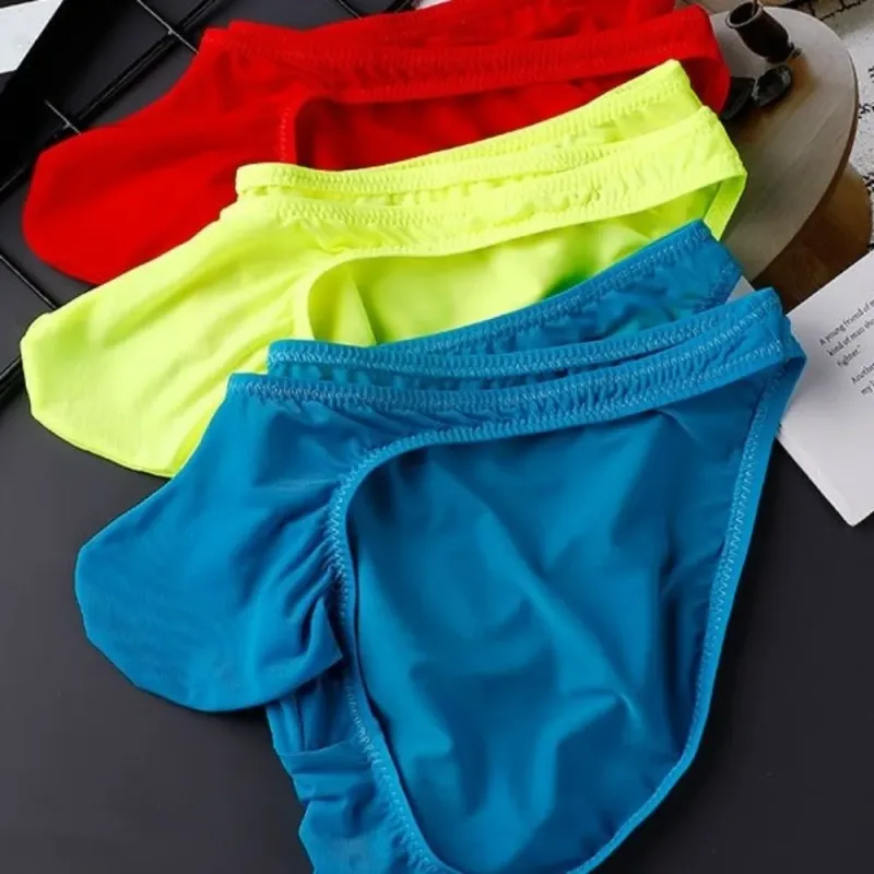 Slip Ultra-fin en soie glacée à séchage rapide, taille basse, sous-vêtements sans couture pour hommes, pochette en U, Lingerie en maille, culotte de voyage — image 4